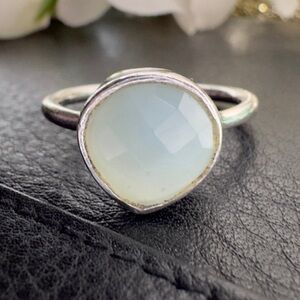 Sterling Silver Light Blue Green Teardrop Gemstone Ring Solid 925 Sterling Silve